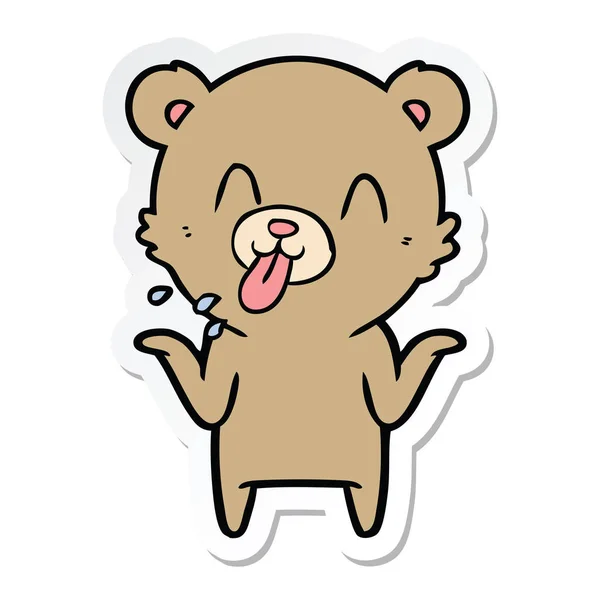 Sticker van een beer onbeleefd cartoon — Stockvector