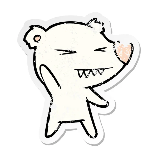 Etiqueta angustiada de um desenho animado urso polar com raiva — Vetor de Stock