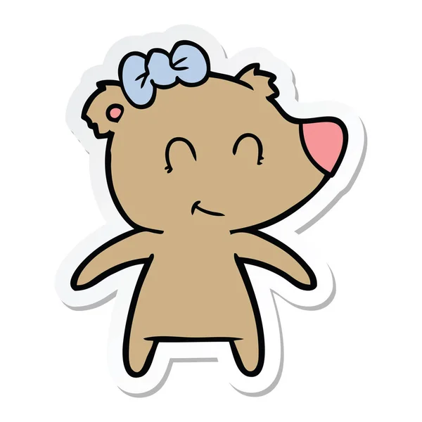 Etiqueta Desenho Animado Urso Fêmea — Vetor de Stock