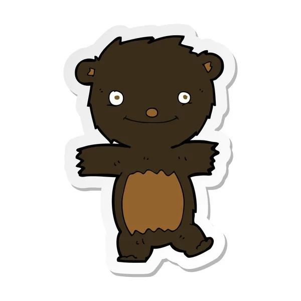 Sticker Cartoon Black Bear Cub — Stock Vector