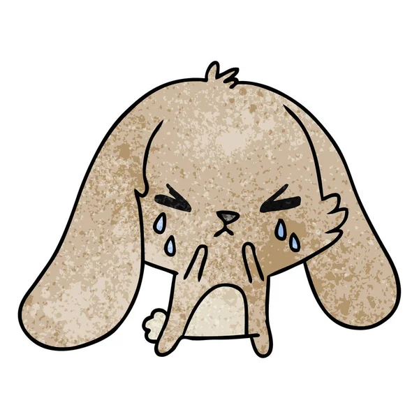 Dessin animé texturé de mignon lapin triste kawaii — Image vectorielle