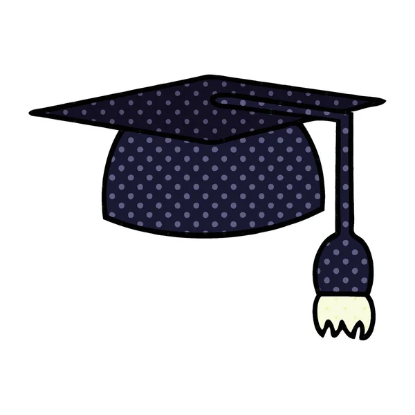 Sombrero de graduación de dibujos animados estilo cómic — Archivo Imágenes Vectoriales