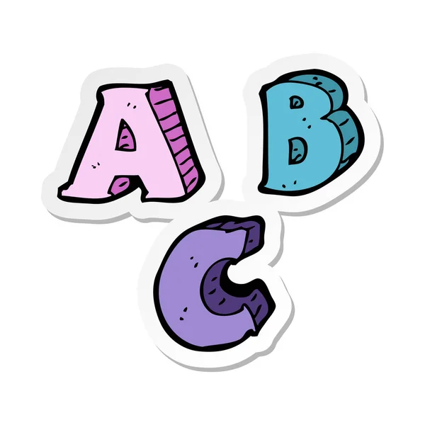 Autocollant d'un dessin animé lettres ABC — Image vectorielle
