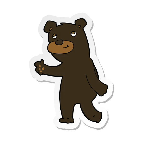 Etiqueta de um urso preto bonito desenhos animados —  Vetores de Stock