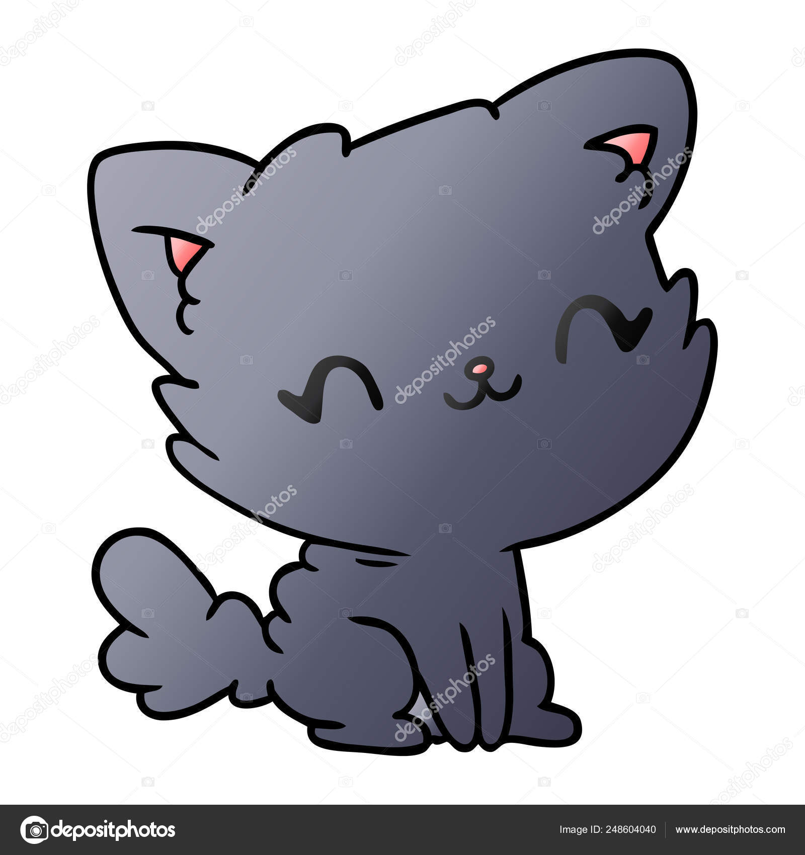 Gradiente desenho animado bonito kawaii gato fofo imagem vetorial de  lineartestpilot© 248424070