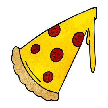 ilginç karikatür dilim pizza el çekilmiş