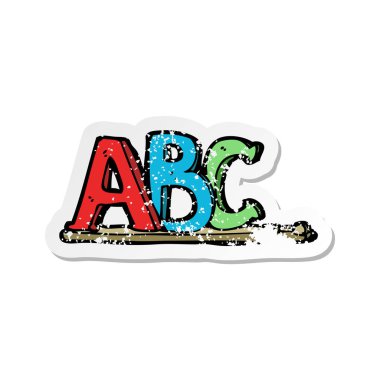 bir karikatür Abc harfleri Retro sıkıntılı etiket