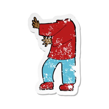 bir çizgi film erkek vücudunun Retro sıkıntılı etiket