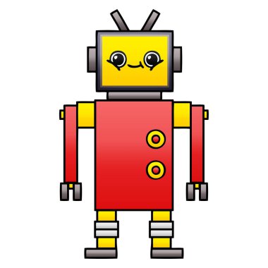 bir robot degrade gölgeli çizgi film