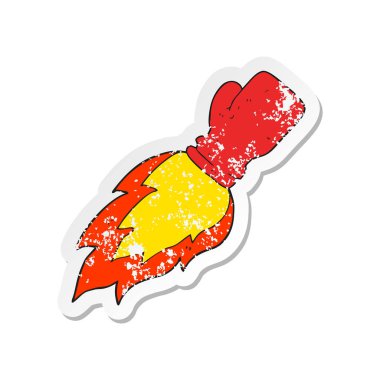 Retro sıkıntılı etiket bir karikatür boks eldiven alev yumruk