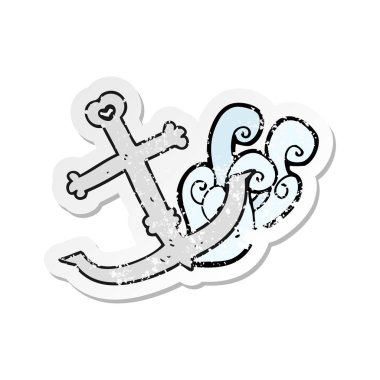 bir çizgi film çapa Retro sıkıntılı etiket