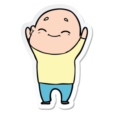 etiket bir mutlu karikatür kel adam