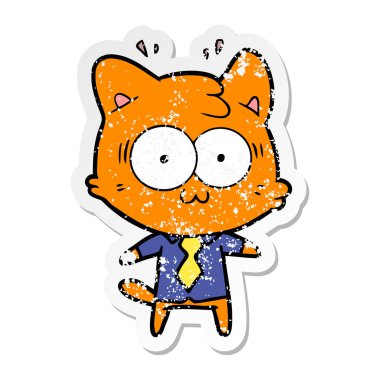 sıkıntılı etiket bir karikatür kedi şaşırttı