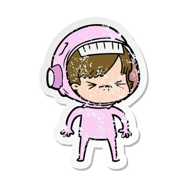 bir kızgın çizgi film alan kızın sıkıntılı etiket