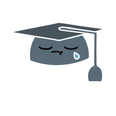 düz renk retro karikatür mezuniyet şapka