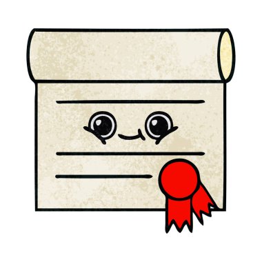 Retro grunge doku karikatür, bir sertifikanın