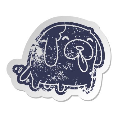 sıkıntılı eski çizgi film etiketi kawaii şirin bir köpek