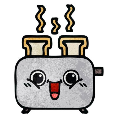 Retro grunge doku karikatür bir ekmek kızartma makinesi,