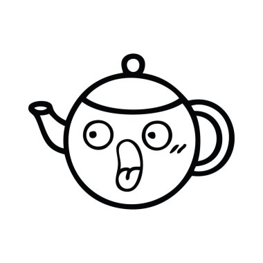 bir çaydanlık çizim karikatür 