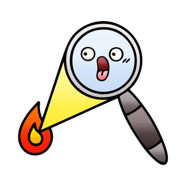 Degrade gölgeli karikatür bir büyüteç