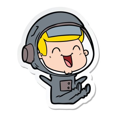 mutlu karikatür astronotun etiket