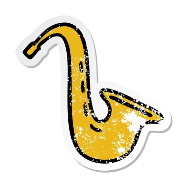 sevimli çizgi müzik saksafon sıkıntılı etiket