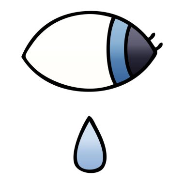 Degrade gölgeli karikatür bir tarafa bakarak göz ağlıyor