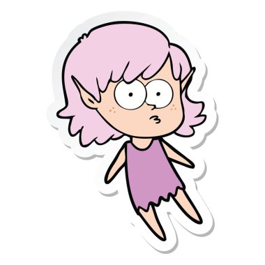 yüzen bir karikatür elf Girl etiketi