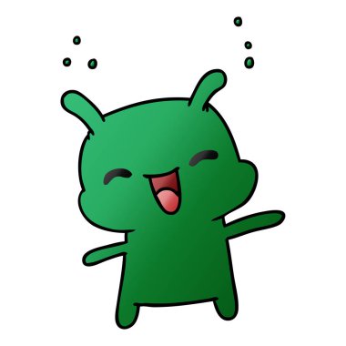 Degrade çizgi film illüstrasyon kawaii şirin mutlu uzaylı