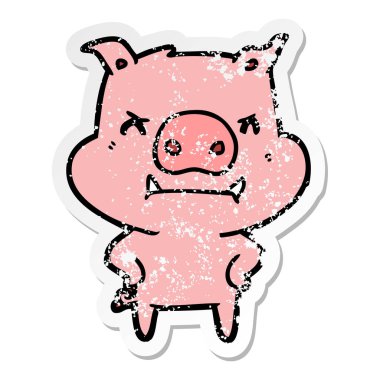 kızgın çizgi film domuz bir sıkıntılı etiket