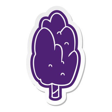 çizgi film etiketi tek yeşil ağaç