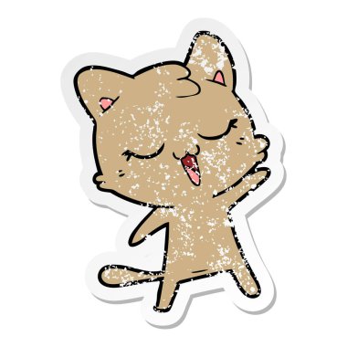 bir mutlu karikatür kedi sıkıntılı etiket