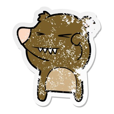 kızgın ayı karikatür sıkıntılı etiket