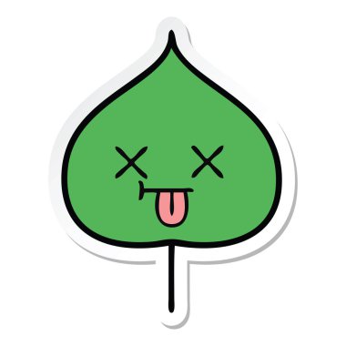 etiket sevimli çizgi ekspresiyon yaprak