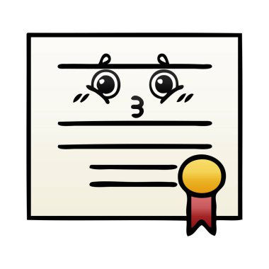 Degrade gölgeli karikatür Mezuniyet Diploması