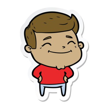 bir mutlu çizgi film adamın etiket