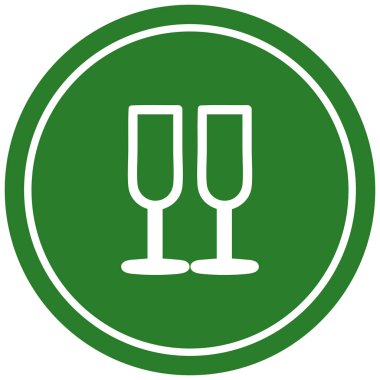 Şampanya bardağı dairesel simgesi simgesi