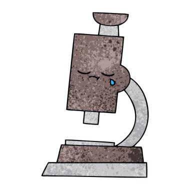 Retro grunge doku karikatür bir mikroskop