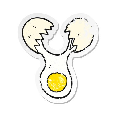 bir karikatür Retro sıkıntılı etiket yumurta kırık