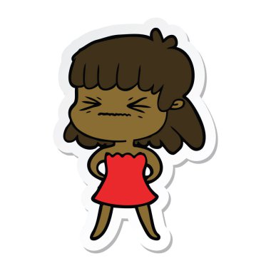 bir çizgi film kızgın kız etiketi