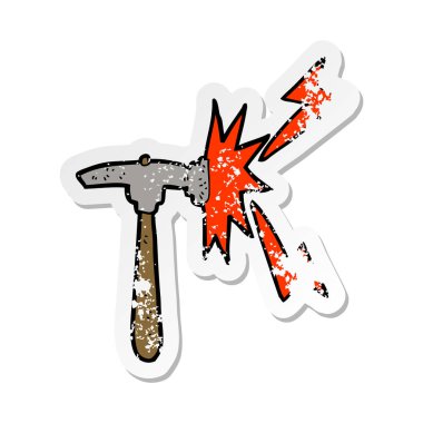 bir çizgi film çekiç Retro sıkıntılı etiket