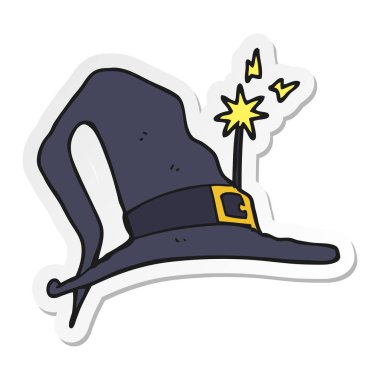 etiket bir karikatür cadı şapka