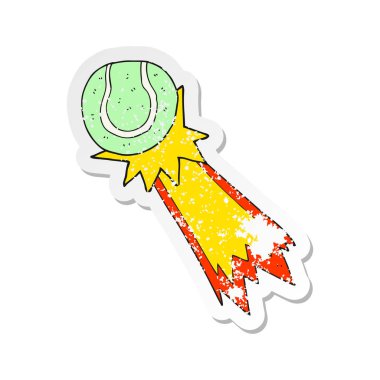 bir çizgi film tenis topu Retro sıkıntılı etiket hizmet