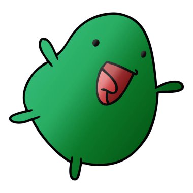 Degrade çizgi film illüstrasyon kawaii şirin mutlu fasulye