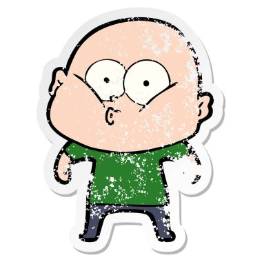 bakan bir karikatür kel adamın sıkıntılı etiket