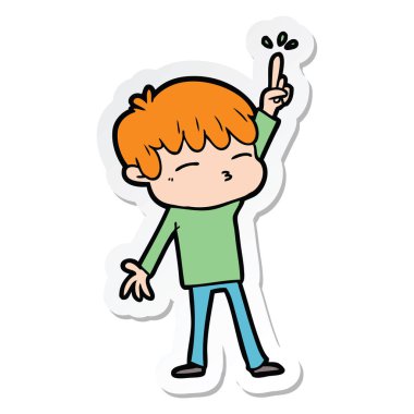 çizgi film meraklı bir çocuk etiket