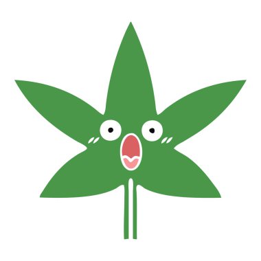 düz renk retro karikatür marihuana yaprağı