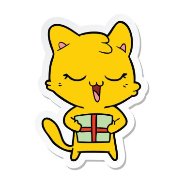 etiket bir mutlu karikatür kedi