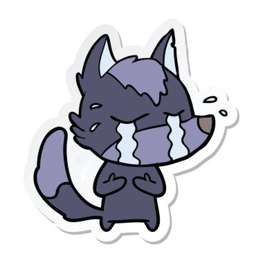 etiket bir karikatür ağlayan kurt