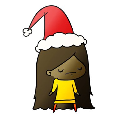 el kawaii kız Noel degrade çizgi film çekilmiş